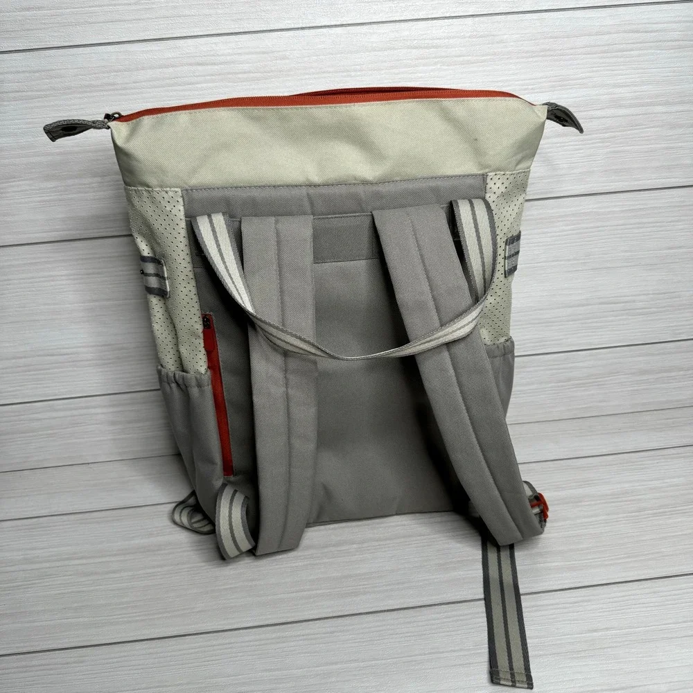 Convertible Backpack Tote Bag Cream Gray Orange‎ Accents Travel Casual